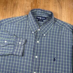 Ralph Lauren Blake Long Sleeve Button Down Shirt Mens XL Green Plaid Casual